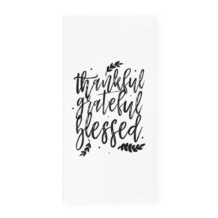 Thankful Grateful Blessed Kitchen Tea Towel - Natural