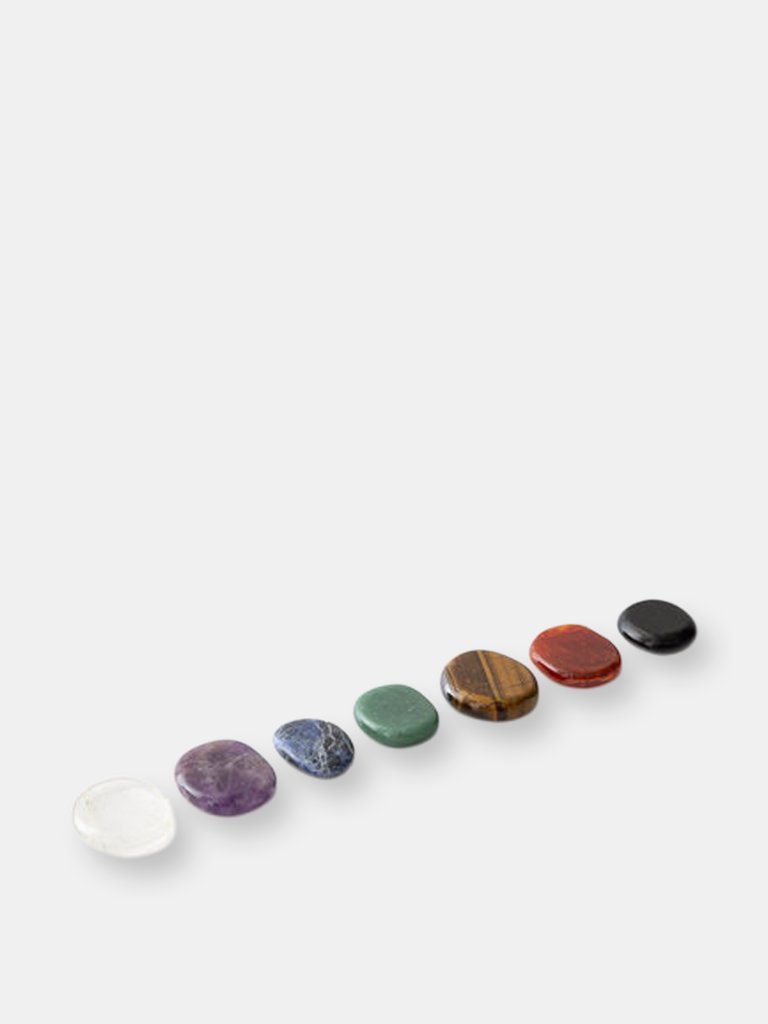 CHAKRA Balancing Energy Palm Stone Set - Clear Quartz, Amethyst, Sodalite, Green Aventurine, Tigers Eye, Red Jasper and Obsidian.