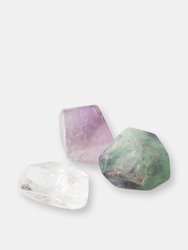 INSIGHT Crystal Set - Amethyst, Clear Crystal Quartz, and Fluorite.