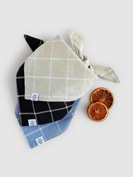 Windowpane Check Dusty Blue Dog Bandana (Reversible)