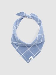 Windowpane Check Dusty Blue Dog Bandana (Reversible) - Dusty Blue