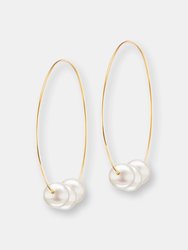 The Medium Floating Pearl Earring - Gold