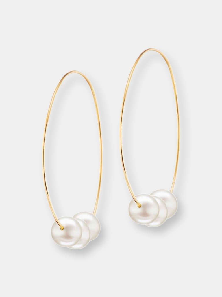 The Medium Floating Pearl Earring - Gold