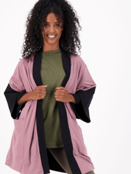 The Kimono-Style Reversible Cardigan - Mauve-Black