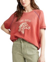 Bronco Short Sleeve Sweatshirt - Red Washed