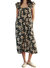 Cascade Dress In Black/cream Hibiscus Floral - Black/cream Hibiscus Floral