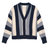 Fluffy Slouch Cardigan In Navy Stripe