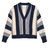 Fluffy Slouch Cardigan In Navy Stripe