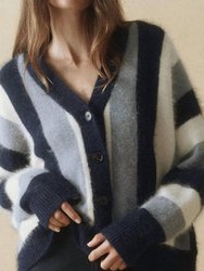 The Fluffly Slouch Cardigan - Navy Stripe