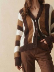 The Fluffly Slouchy Cardigan - Hickory Stripe
