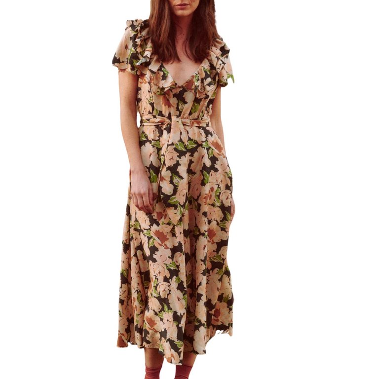 The Parish Midi Dress In Victorian Rose Print - Victorian Rose Print