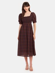 The Savanna Smocked Midi Dress  - Splendor Plaid