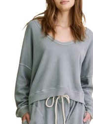 U Neck Teammate Sweatshirt In Dusty Blue - Dusty Blue