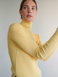 Austeja: Honey Yellow Merino Wool Turtleneck Sweater