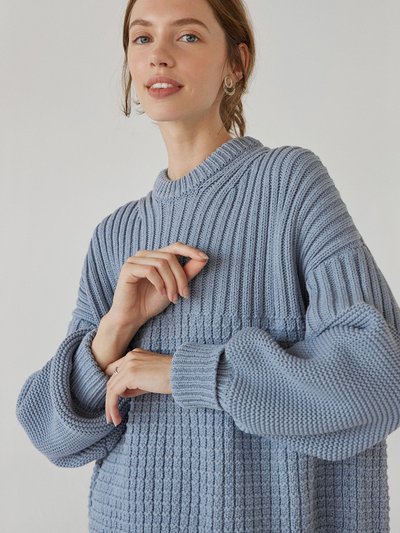 The Knotty Ones Delcia: Dusty Blue Cotton Sweater product
