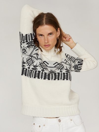 The Knotty Ones Pasaka: White Merino Wool Turtleneck Sweater product