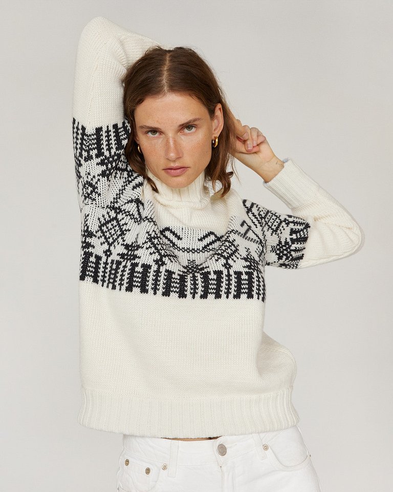 Pasaka: White Merino Wool Turtleneck Sweater - White