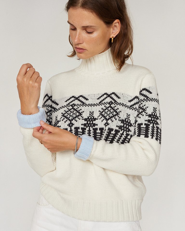 Pasaka: White Merino Wool Turtleneck Sweater