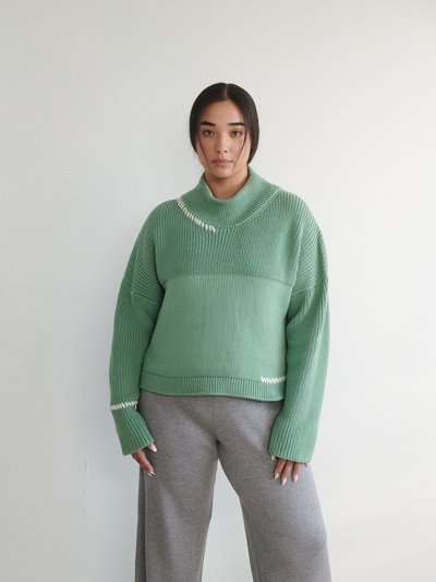 The Knotty Ones Sturmai: Sage Green Merino Wool Turtleneck Sweater product