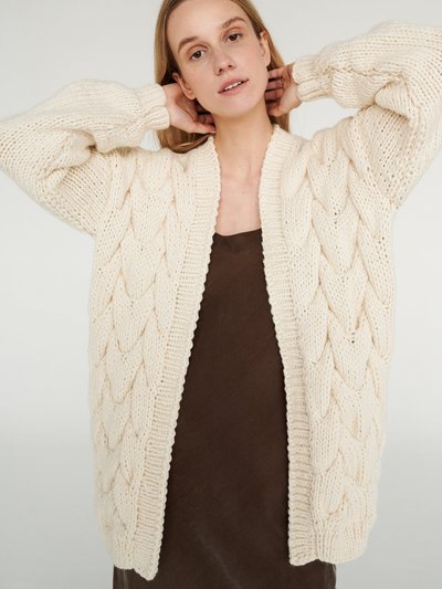 The Knotty Ones Twisted Erik: Oat Milk Wool Cardigan product