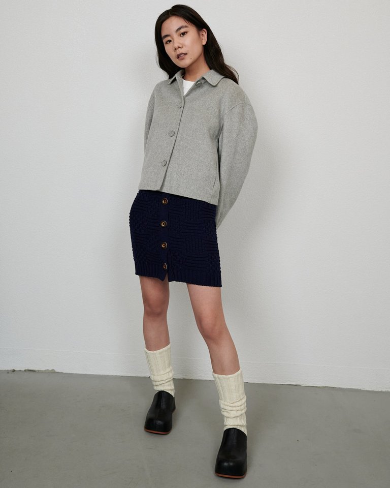Vente: Midnight Blue Merino Wool Mini Skirt