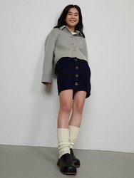 Vente: Midnight Blue Merino Wool Mini Skirt
