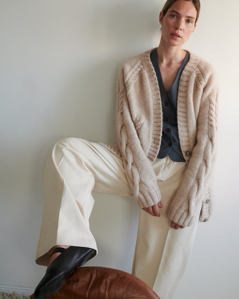 Vilnele: Beige Merino Wool Cardigan