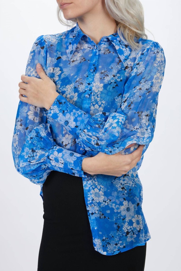 Floral Motif Blouse - Blue Floral