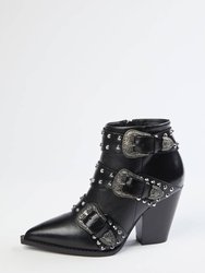 Heeled Western Boot With Buckle In Black