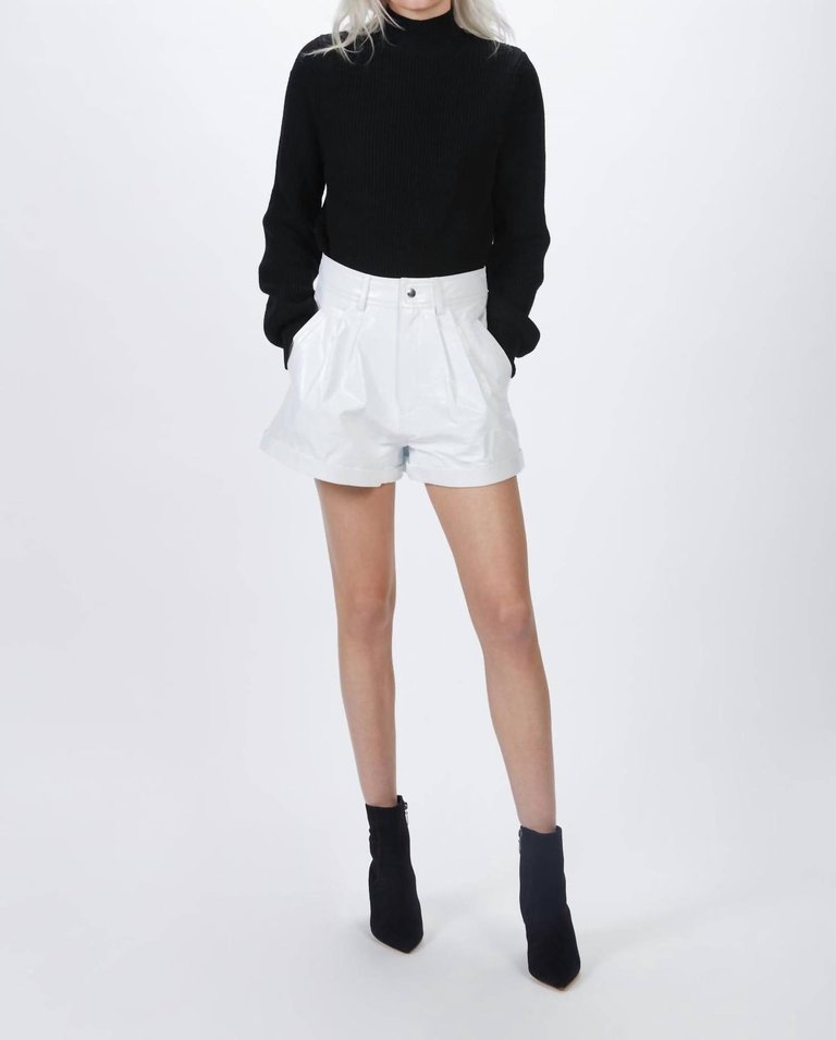 Leather White Shorts - White