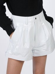 Leather White Shorts