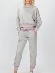 Pink Details Joggers - Grey