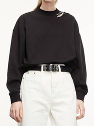 Sweatshirt With Metal Details - Black