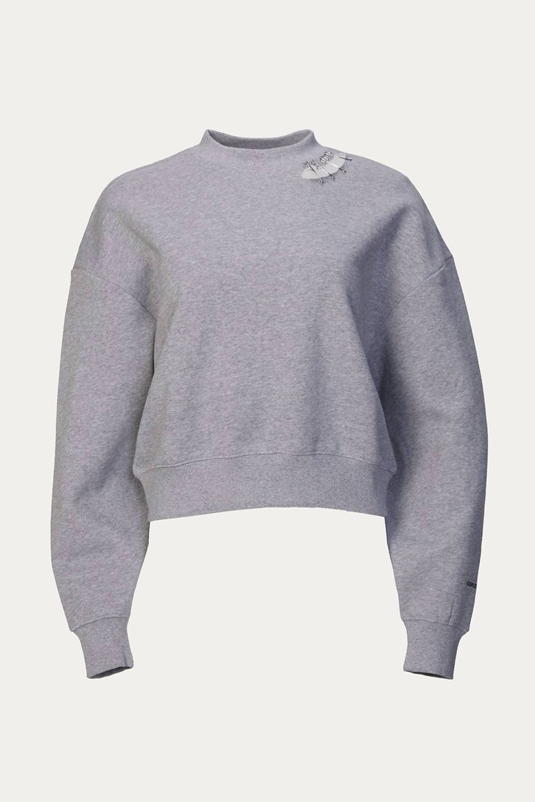 Sweatshirt With Metal Details - Grey