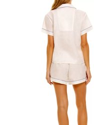 Nina Linen Essentials White Pajama Set