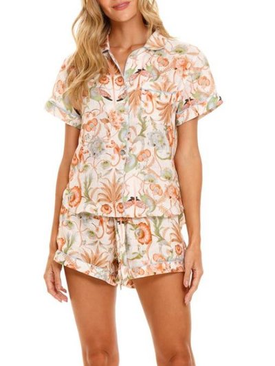 The Lazy Poet Nina Pajama Set In Peach Jungle Lush product