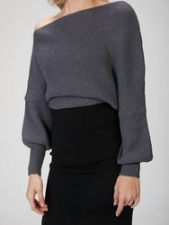 Leon Off-Shoulder Sweater - Charcoal Grey