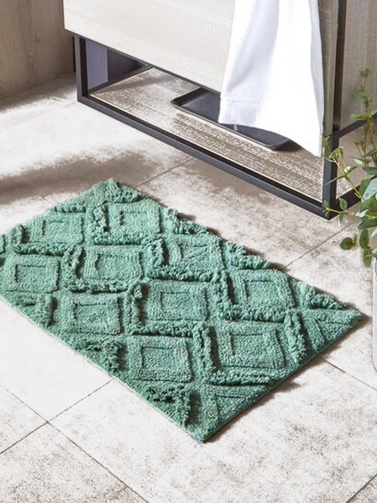 Diamond Tufted Bath Mat - Green