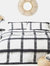 Mohair Checked Duvet Set - Natural/Black (Twin) (UK - Single) - Natural/Black