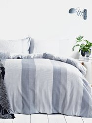 Signature Stripe Duvet Cover Set King (UK - Super King) - Blue - Blue