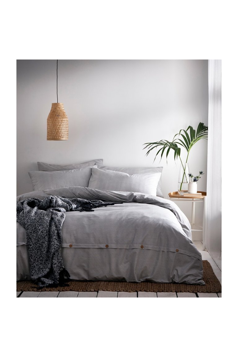 The Linen Yard Holbury Duvet Set (Gray) (Queen) (UK - King) - Gray