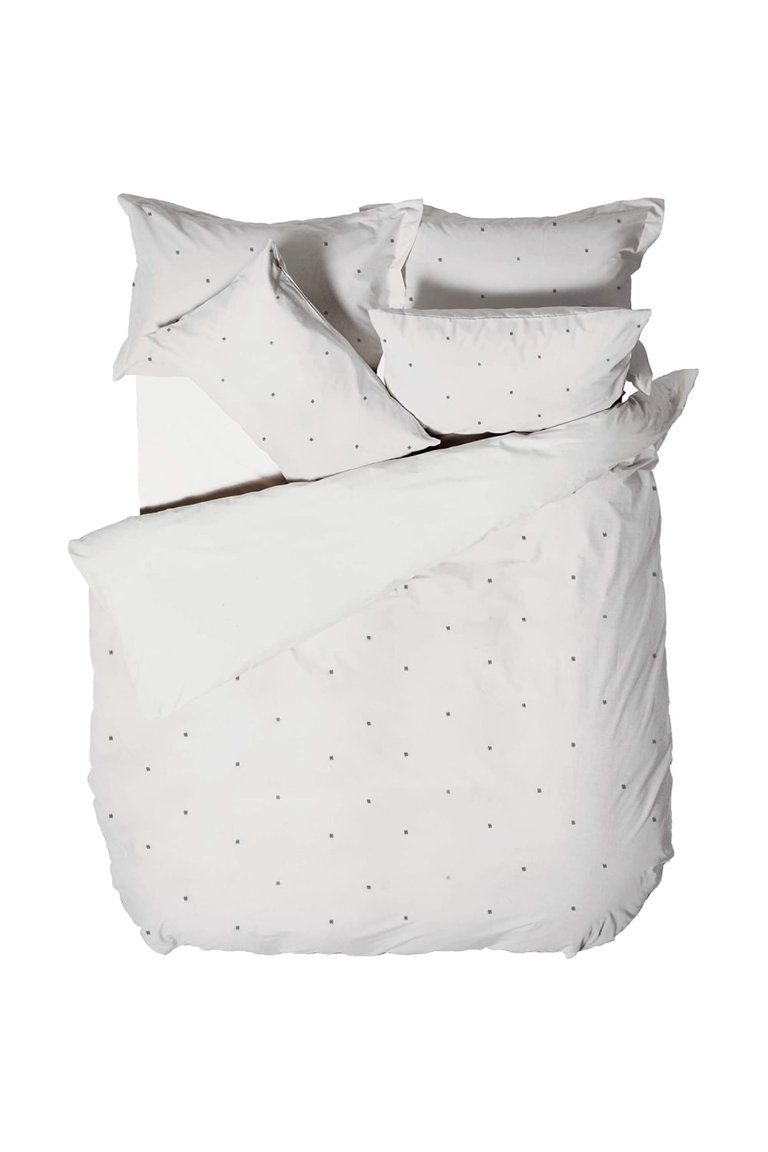 The Linen Yard Strand Duvet Set (White/Gray) (Full) (UK - Double) - White/Gray