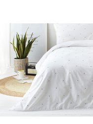 The Linen Yard Strand Duvet Set (White/Gray) (Queen) (UK - King)