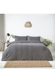 The Linen Yard Tufted Chevron Duvet Set (Charcoal) - Charcoal