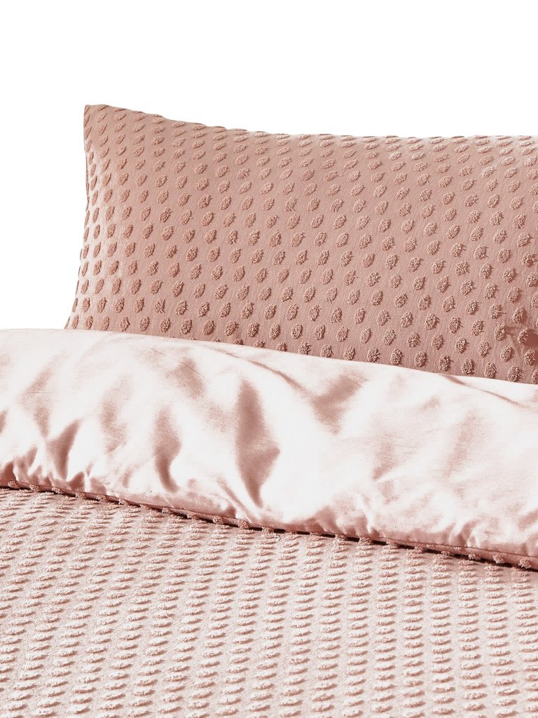 The Linen Yard Tufted Polka Dot Duvet Set (Blush) (Full) (UK - Double)