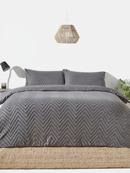 Tufted Chevron Duvet Set - Charcoal - Charcoal