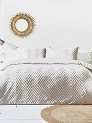 Tufted Chevron Duvet Set - Stone - Stone