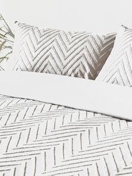 Tufted Chevron Duvet Set - Stone