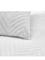 Tufted Chevron Duvet Set - White