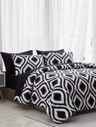 Cypress 7 Piece Bed in a Bag Comforter Set Black and White - Black